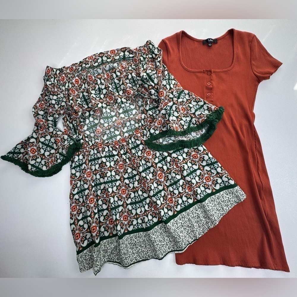 2 Lulu’s Dresses “Off the Shoulder & Positive Influence Womens Large